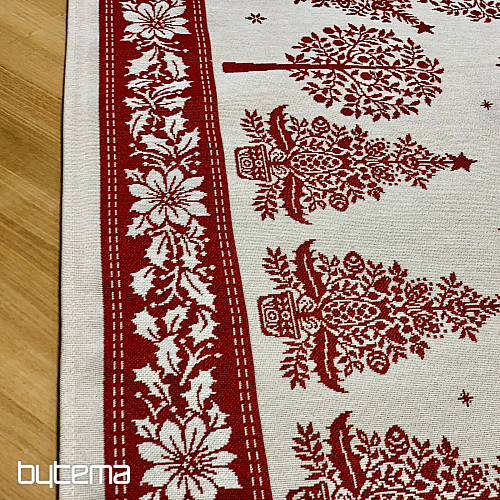 Gobelínový ubrus a šál LIDOVÉ VÁNOCE červená