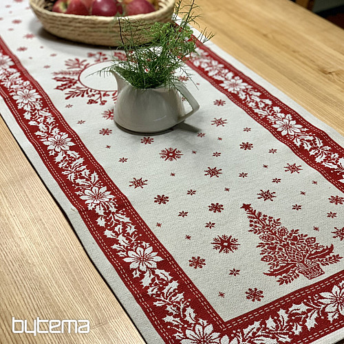 Gobelínový ubrus a šál LIDOVÉ VÁNOCE červená