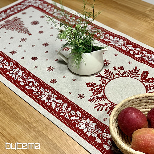 Gobelínový ubrus a šál LIDOVÉ VÁNOCE červená