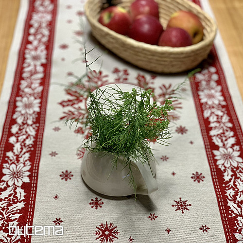 Gobelínový ubrus a šál LIDOVÉ VÁNOCE červená