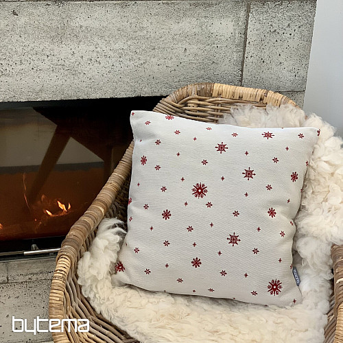 Vánoční gobelínový povlak JEMNÁ VLOČKA ČERVENÁ