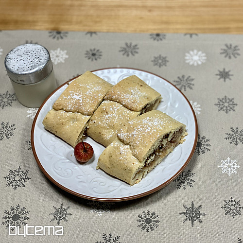 Vánoční ubrus a šál VLOČKY ŠEDO BÍLÉ