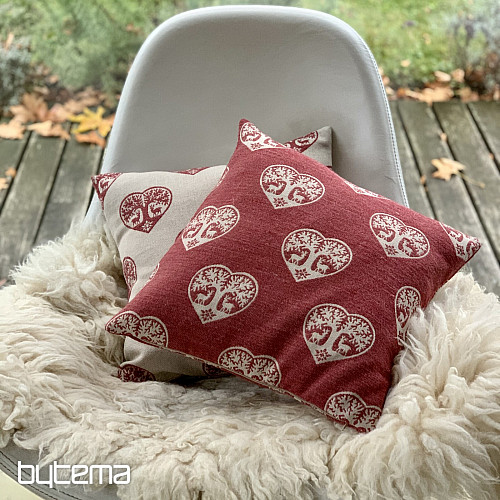 Luxusní dekorační povlak SRDCE S JELENY červený A