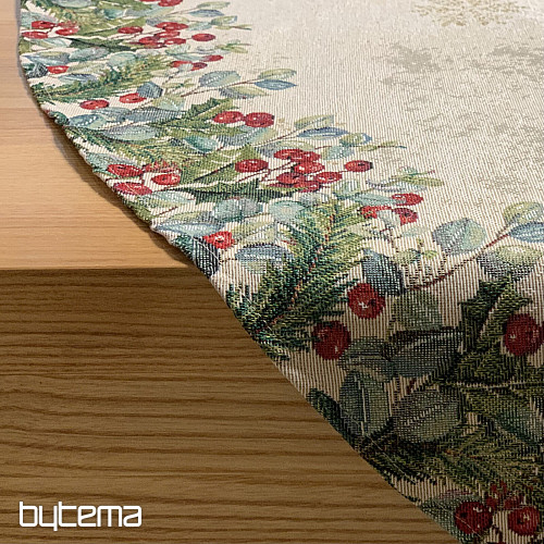 Vánoční gobelínový ubrus kulatý VÁNOČNÍ RŮŽE