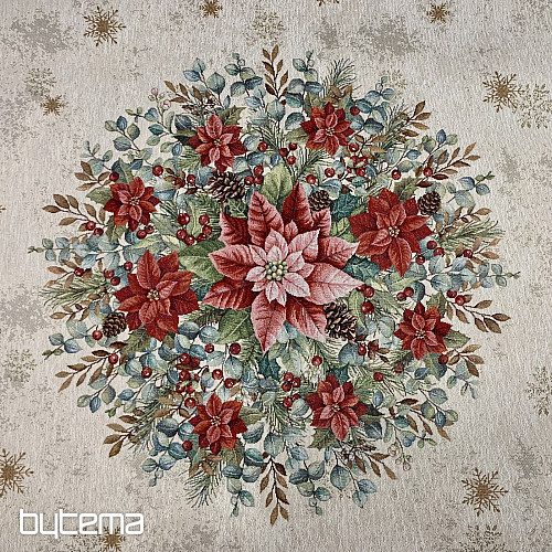 Vánoční gobelínový ubrus kulatý VÁNOČNÍ RŮŽE