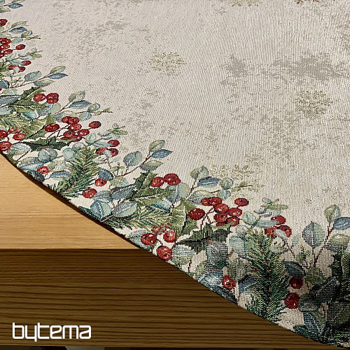 Vánoční gobelínový ubrus kulatý VÁNOČNÍ RŮŽE