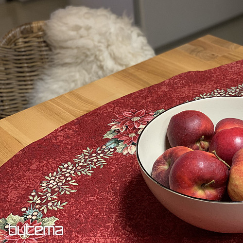 Gobelínový ubrus kulatý HVĚZDA ČERVENÁ