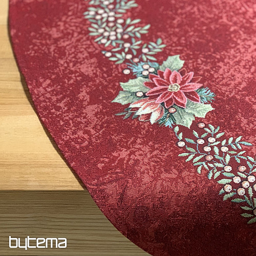 Gobelínový ubrus kulatý HVĚZDA ČERVENÁ