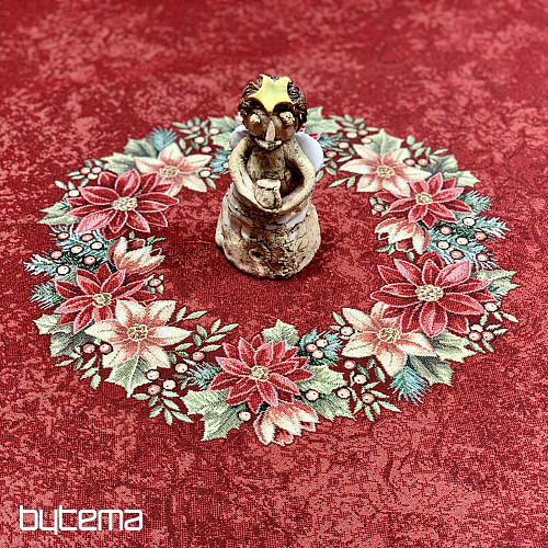 Gobelínový ubrus kulatý HVĚZDA ČERVENÁ