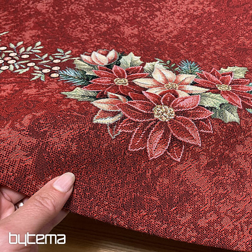 Gobelínový ubrus kulatý HVĚZDA ČERVENÁ