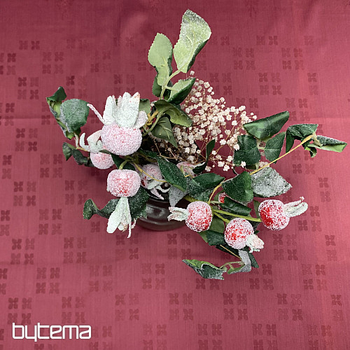 Ubrus DAMAŠEK květy bordó 120x140