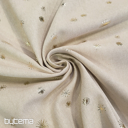 Bavlna CANVAS látka ZLATÉ HVĚZDIČKY na režné