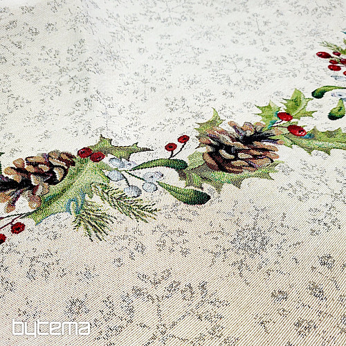 Vánoční gobelínový ubrus kulatý ŠIŠKA a JMELÍ