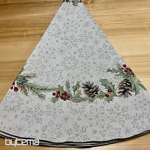 Vánoční gobelínový ubrus kulatý ŠIŠKA a JMELÍ