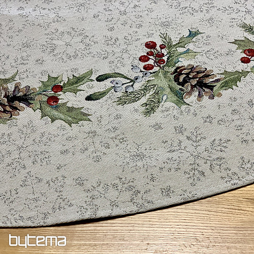 Vánoční gobelínový ubrus kulatý ŠIŠKA a JMELÍ