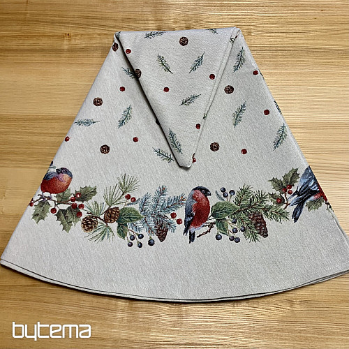 Vánoční gobelínový ubrus kulatý ZIMNÍ PTÁČEK