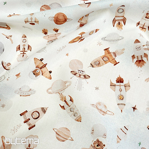 Bavlněná látka VESMÍR FUZBUZ