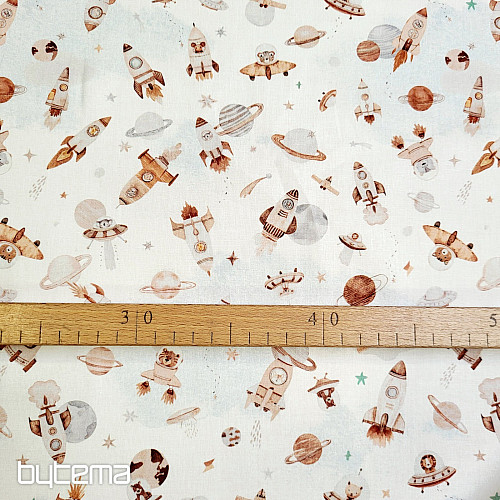 Bavlněná látka VESMÍR FUZBUZ