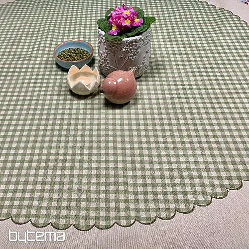 Gobelínový ubrus kulatý HUSIČKY ZELENÉ KÁRO