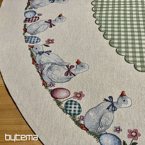 Gobelínový ubrus kulatý HUSIČKY ZELENÉ KÁRO