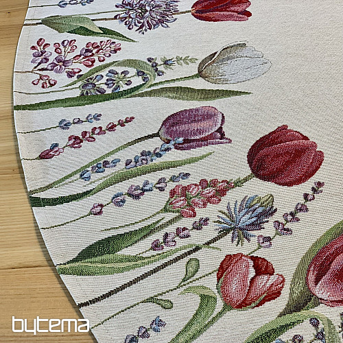 Gobelínový ubrus kulatý TULIPÁNY JARO III