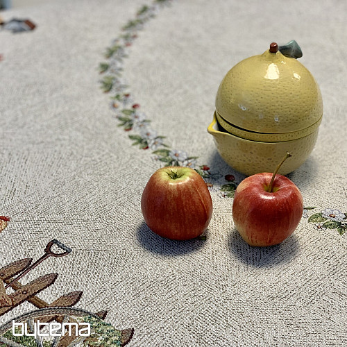 Gobelínový ubrus kulatý KOHOUT U PLOTU