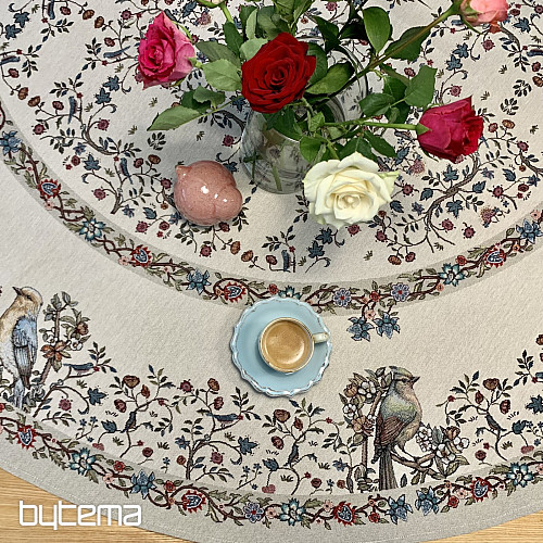 Gobelínový ubrus kulatý PTÁČCI