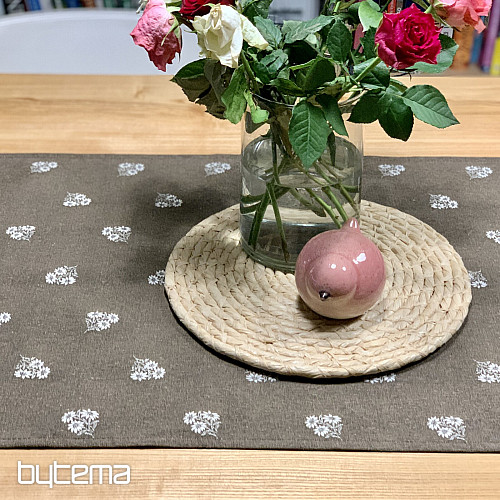 Žakárový šál ALPSKÉ KVĚTINY HNĚDÝ