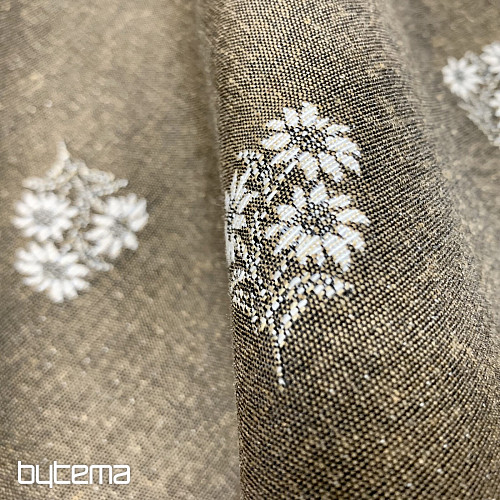 Žakárový šál ALPSKÉ KVĚTINY HNĚDÝ