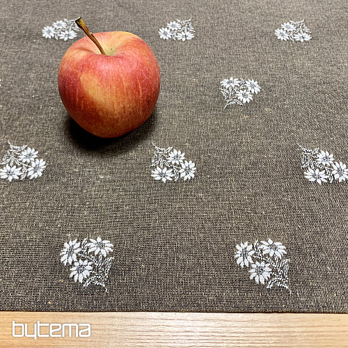 Žakárový šál ALPSKÉ KVĚTINY HNĚDÝ