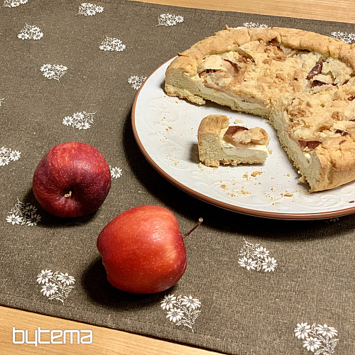 Žakárový šál ALPSKÉ KVĚTINY HNĚDÝ