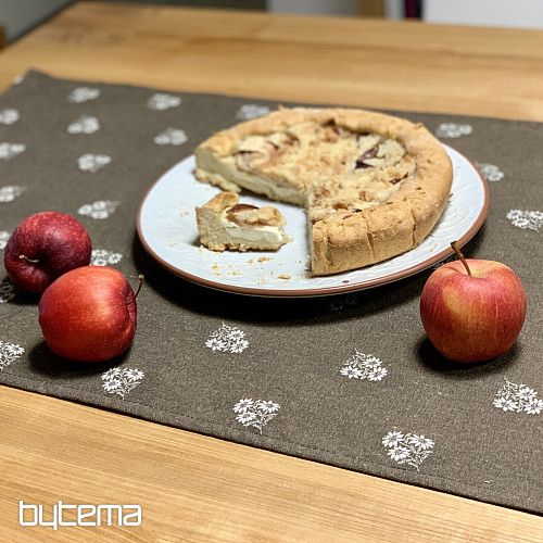 Žakárový šál ALPSKÉ KVĚTINY HNĚDÝ