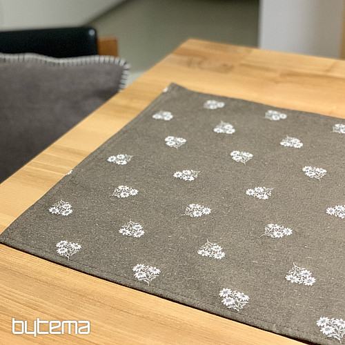 Žakárový šál ALPSKÉ KVĚTINY HNĚDÝ