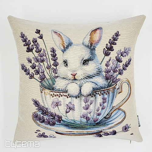 Gobelínový povlak na polštář ZAJÍC V PORCELÁNU
