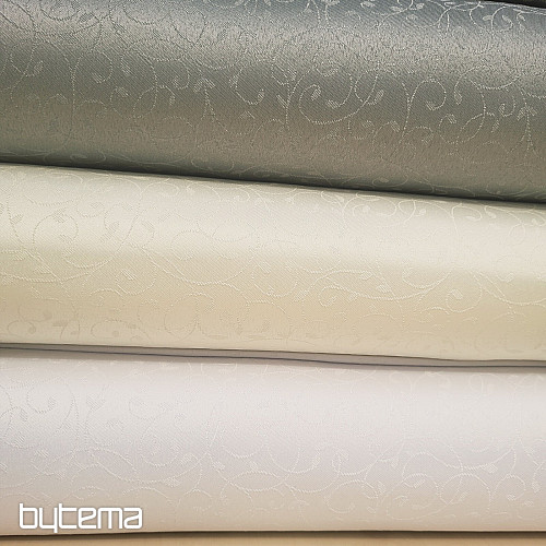 Dekorační jednobarevná látka LÍSTEČKY BÍLÉ