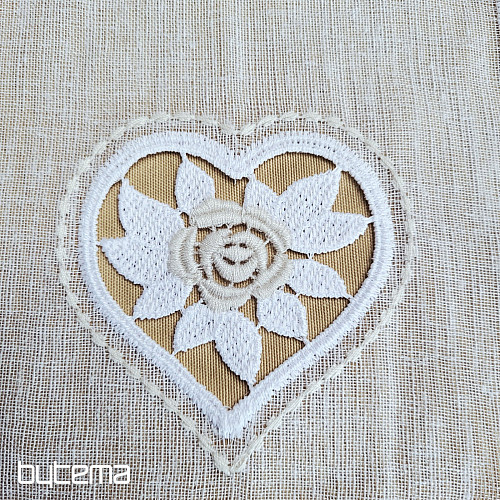 Vitrážová záclona SRDÍČKO BÉŽOVÉ