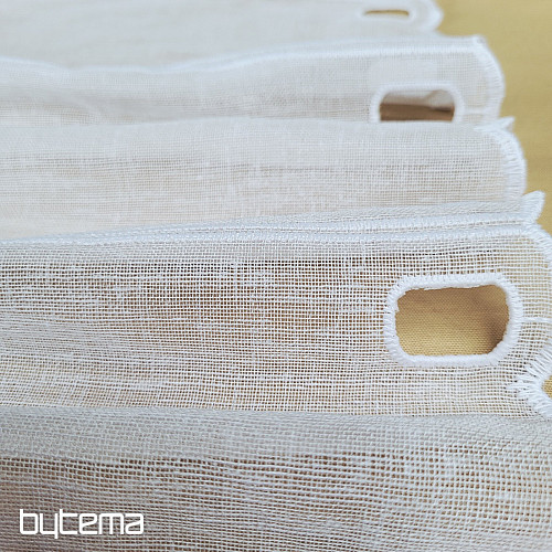 Vitrážová záclona SRDÍČKO BÉŽOVÉ