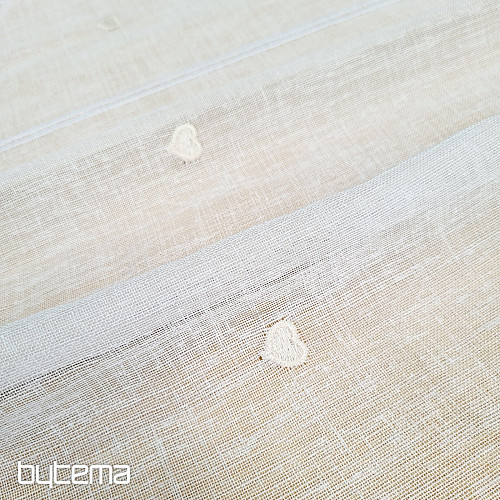 Vitrážová záclona SRDÍČKO BÉŽOVÉ