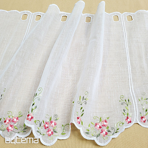 Vitrážová záclona KVĚTY RŮŽOVÉ