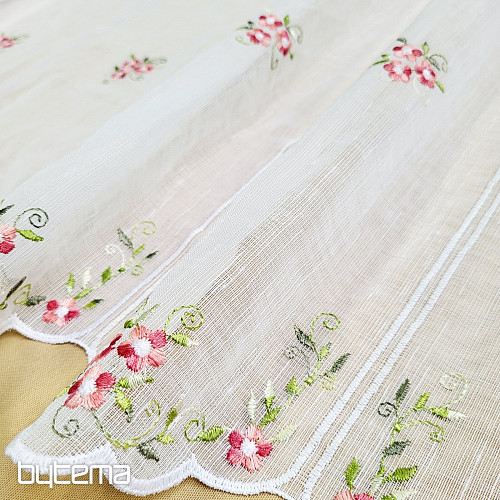 Vitrážová záclona KVĚTY RŮŽOVÉ