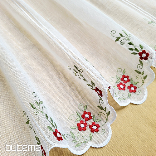 Vitrážová záclona KVĚTY ČERVENÉ