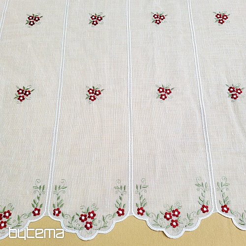 Vitrážová záclona KVĚTY ČERVENÉ