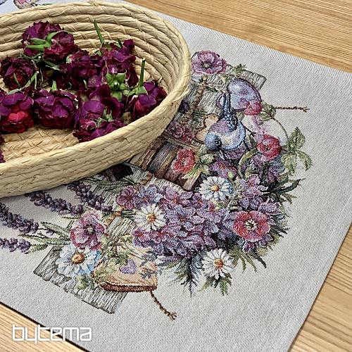 Gobelínový ubrus a šál PTAČÍ BUDKA