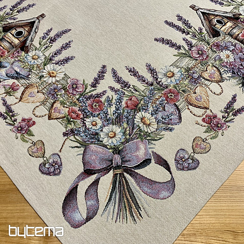 Gobelínový ubrus a šál PTAČÍ BUDKA