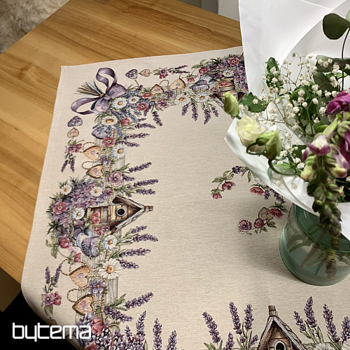 Gobelínový ubrus a šál PTAČÍ BUDKA