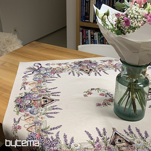 Gobelínový ubrus a šál PTAČÍ BUDKA