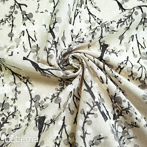 Dekorační látka STROM BUBBLES ŠEDÝ