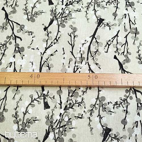 Dekorační látka STROM BUBBLES ŠEDÝ