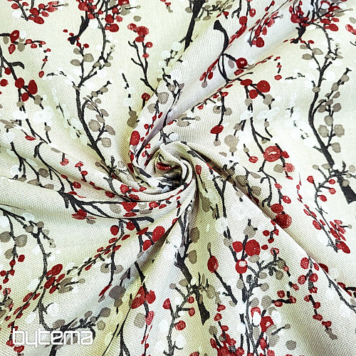 Dekorační látka STROM BUBBLES ČERVENÝ