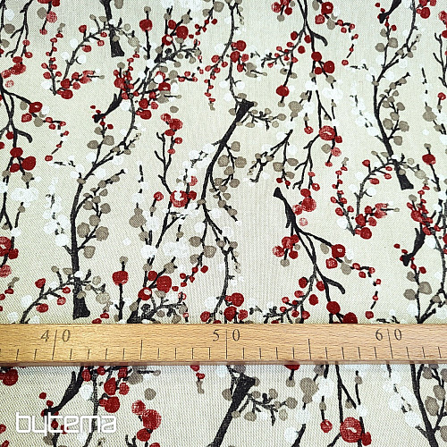 Dekorační látka STROM BUBBLES ČERVENÝ